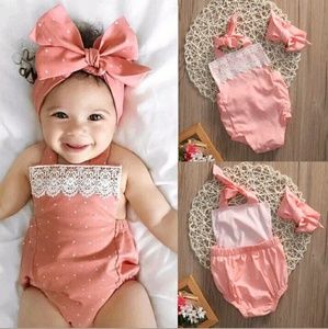 The Stella - Baby Girl Lace Top Sunsuit Jumper
